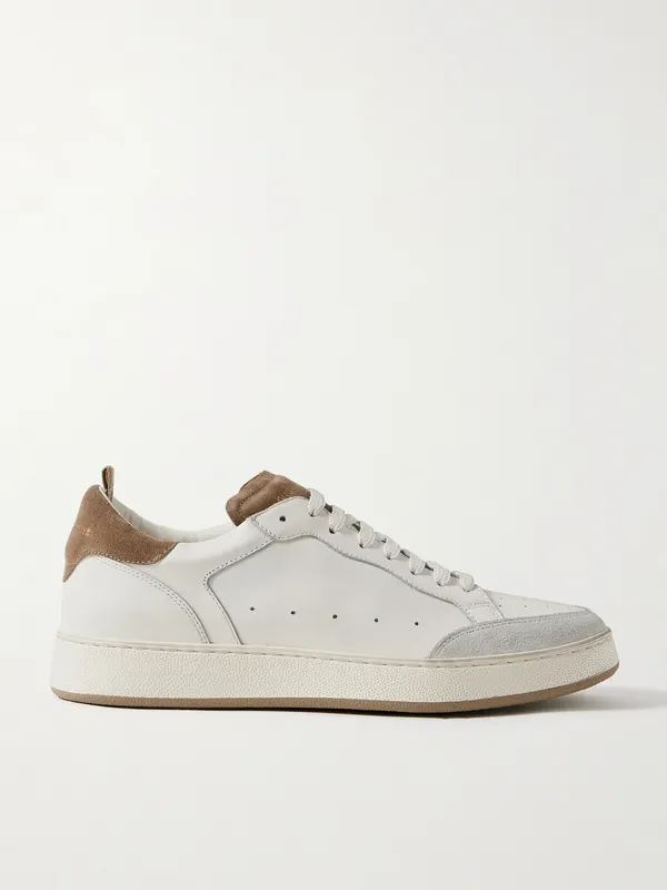 Officine Creative The Answer 001 Distressed Suede-Trimmed Leather White (OCUANSW001-CVCOM00000LC128)
