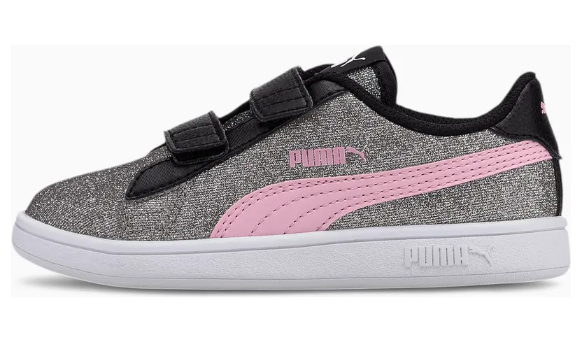 Puma Smash v2 Glitz Glam Mädchen Schwarz/Rosa (367378-18)
