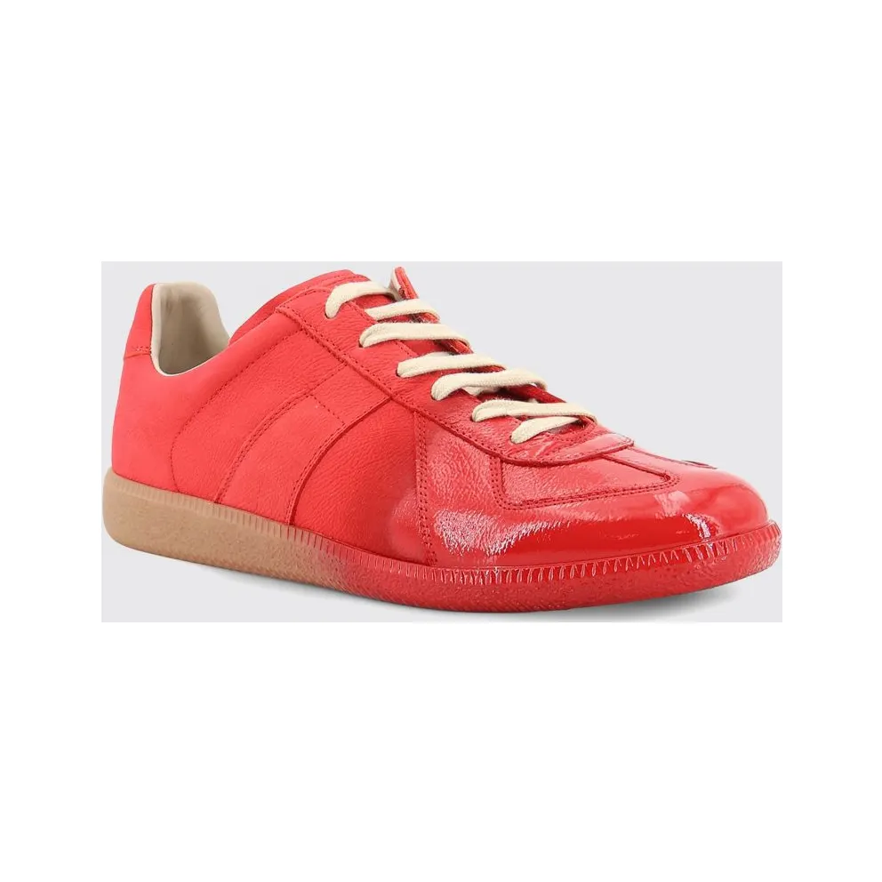 Maison Margiela Replica Low-Top Sneakers in Patent and Smooth Leather Black (S57WS0517P7644T4417)