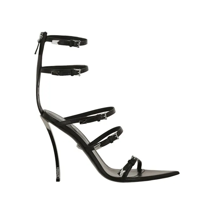 Versace Pin-Point Calf Leather Sandals Black (1009996-DVT2P-1B00P)