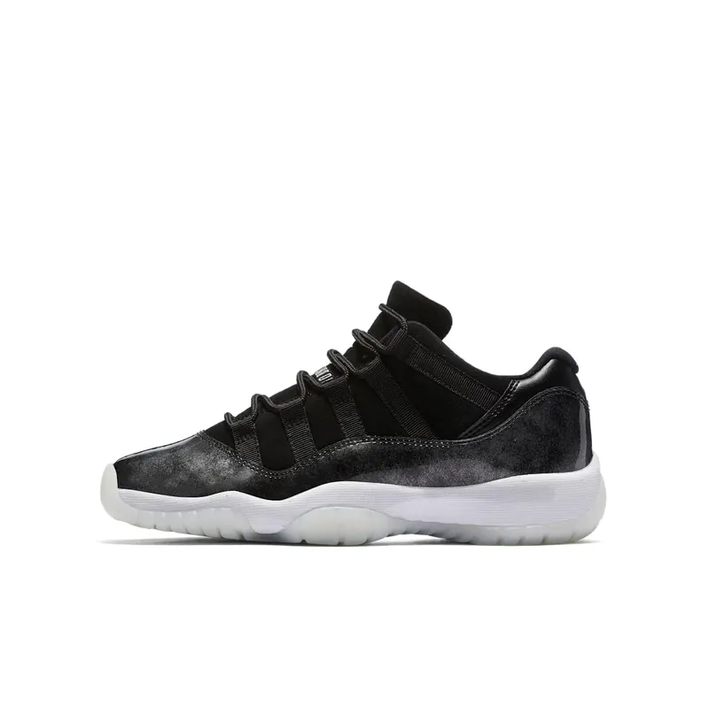 Jordan 11 Retro Low Barons (GS) Black/Metallic Silver-White (528896-010)