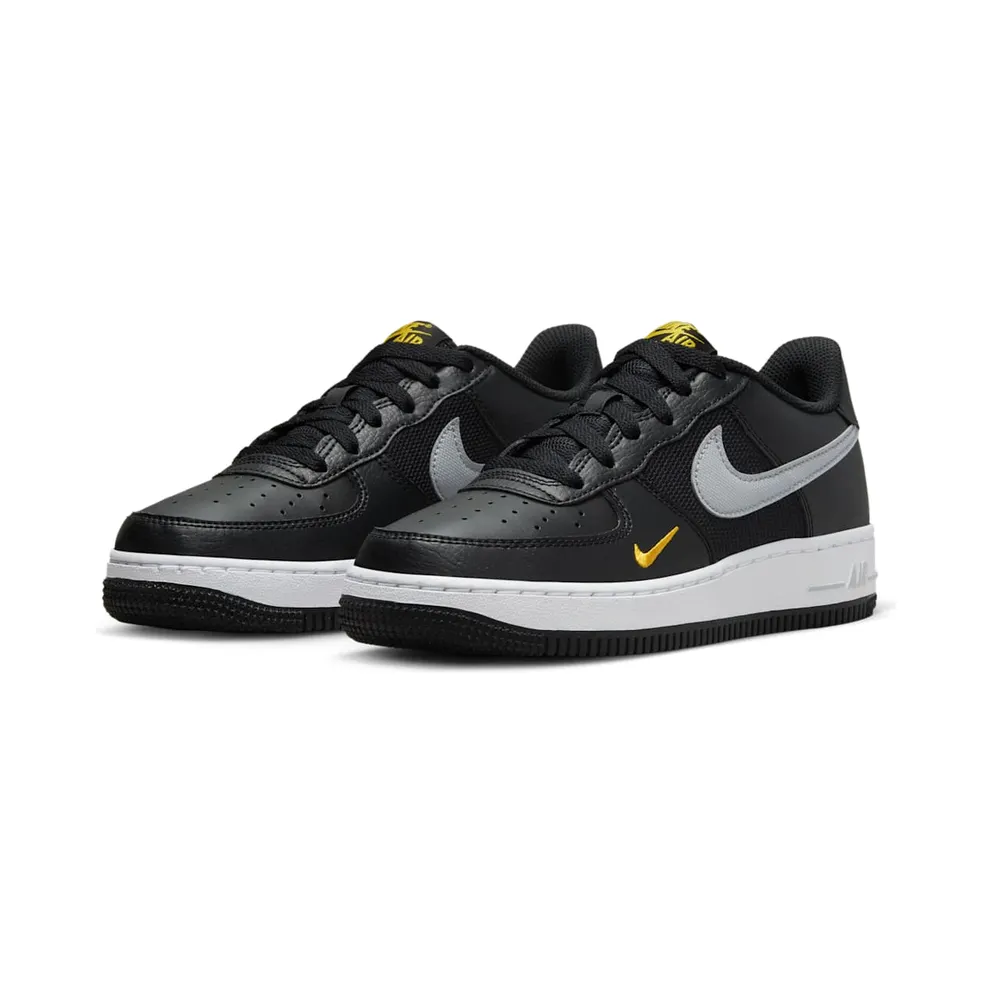 Nike Air Force 1 Low Black Wolf Grey Gold Mini Swoosh (FD9772-001)