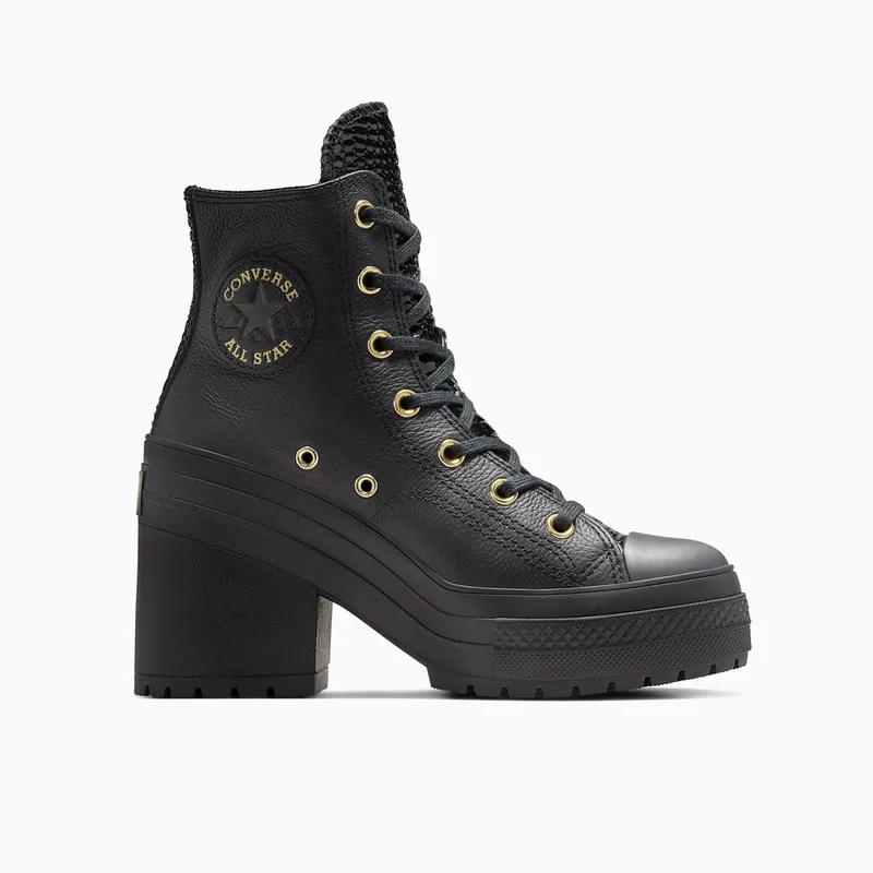 Converse Chuck 70 De Luxe Heel Platform Leather Black/Black/Light Gold (A12346C)