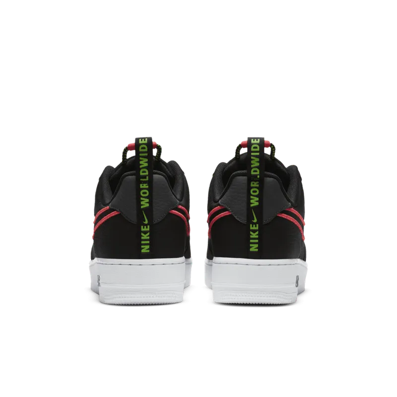 Nike Air Force 1 ’07 Worldwide Black/Flash Crimson/Green Strike (CK7213-001)