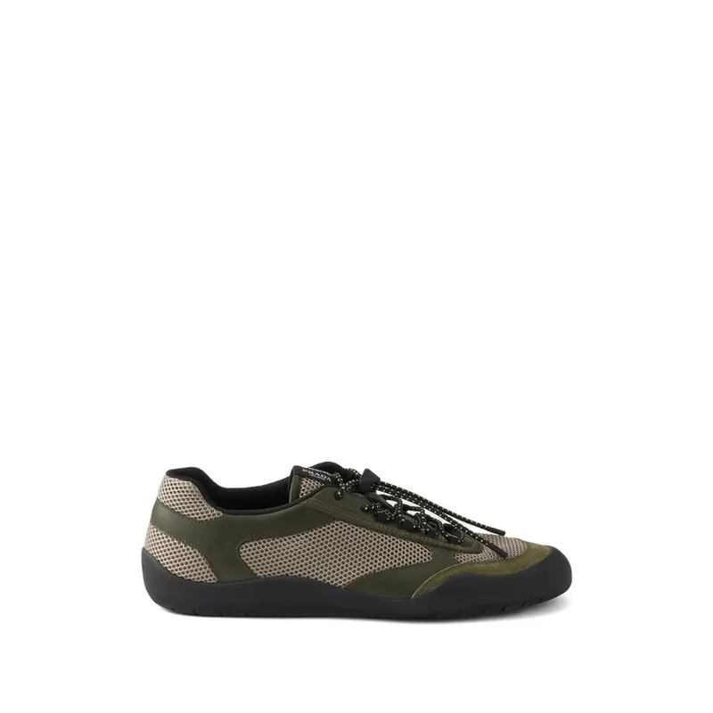 Prada Speedrock Leather and Mesh Fabric “Green/Neutrals” (2EE468 F G000 3ZM0 F0161)