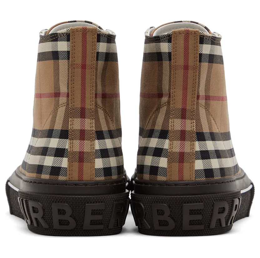 Burberry Brown Vintage Check High-Top Sneakers (8055661) (2)