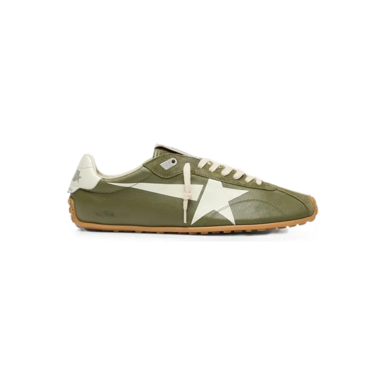 Golden Goose Marathon Speed aus olivgrünem Leder mit cremefarbenen Stern (GMF00892F008456)
