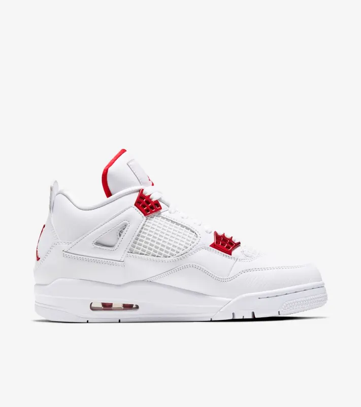 Jordan 4 Retro Metallic Red (GS) White/University Red-Metallic Silver (408452-112)