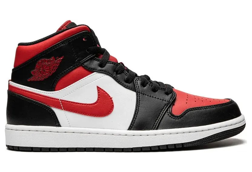 Air Jordan 1 Mid Bred Toe White (554724-079)