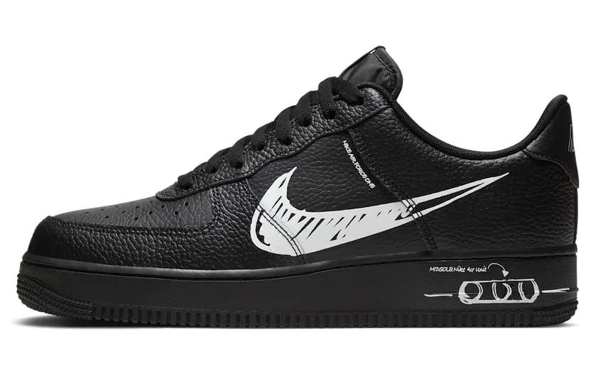 Nike Air Force 1 Low ‘Sketch’ Black/White/Black (CW7581-001)