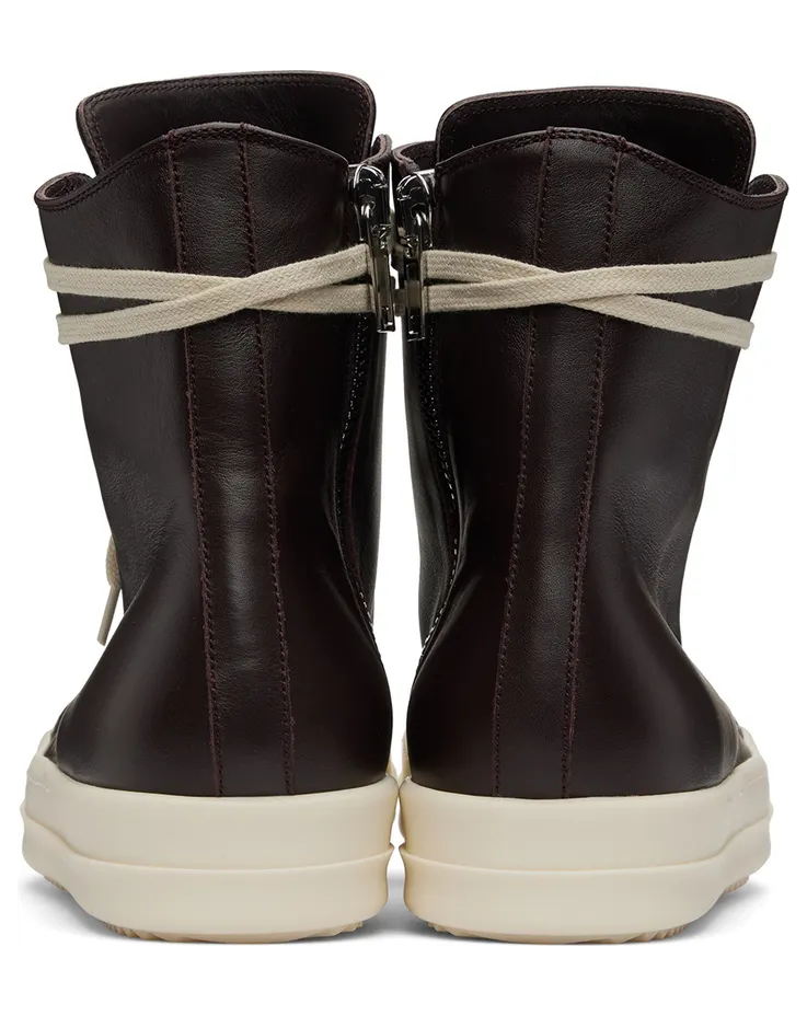 Rick Owens Grey Calfskin High Sneakers (RU01B1890 LPO) (4)