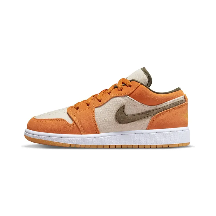 Jordan 1 Low Light Curry (GS) “White / Light Curry / Medium Olive” (DJ0342-102)