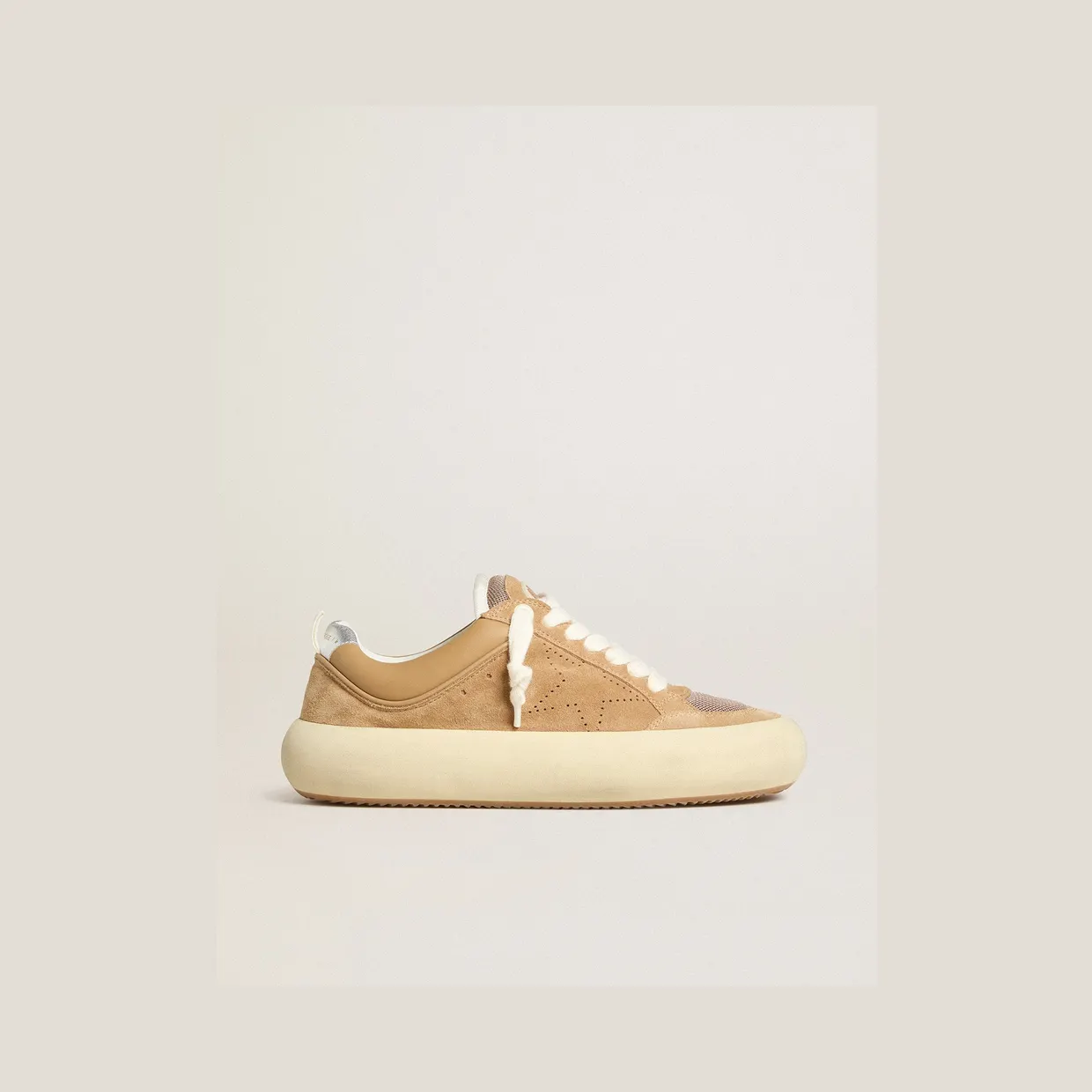 Golden Goose Space-Star Cube In Tobacco Suede With Perforated Star (GMF00807.F007092.15331)
