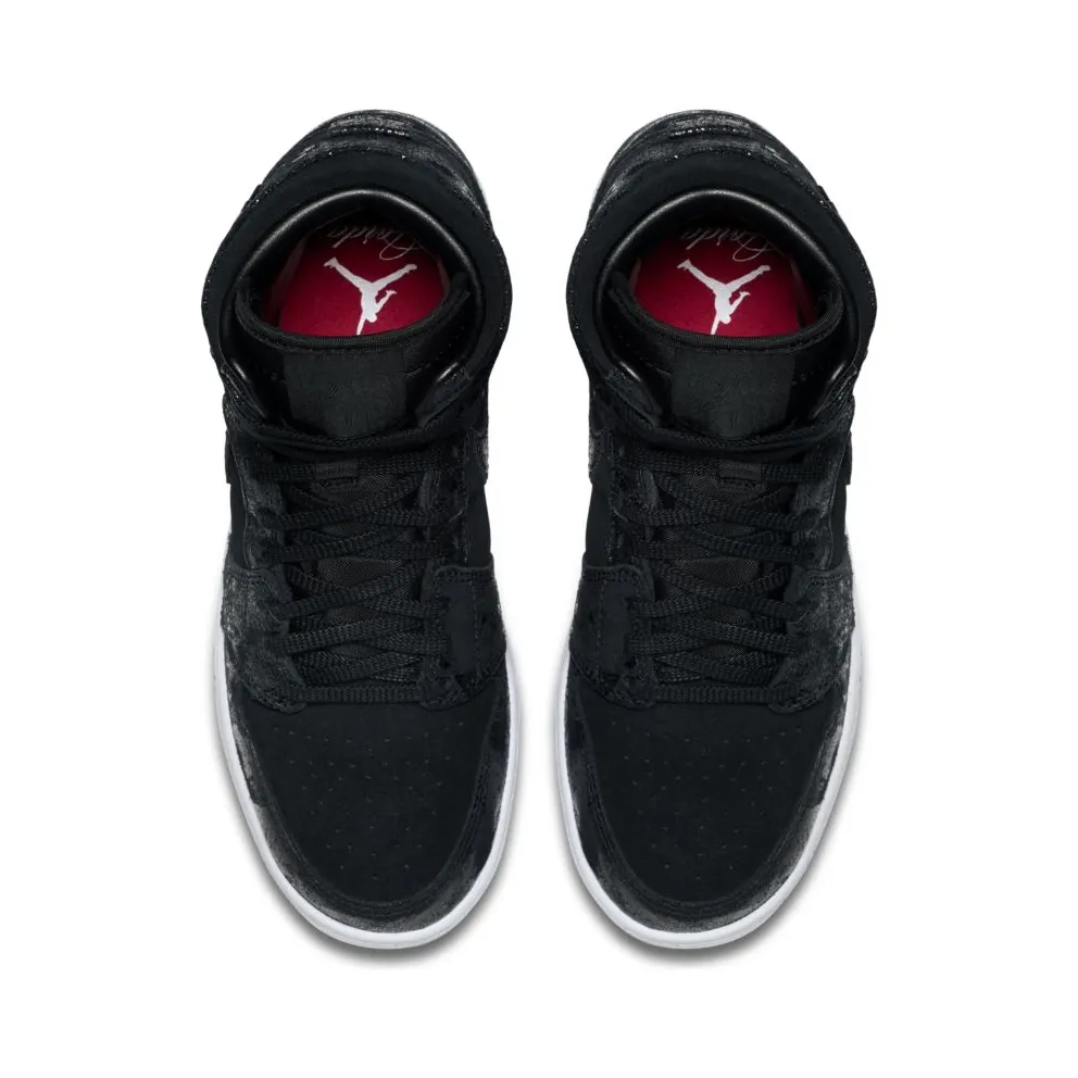 Jordan 1 Retro High Heiress Black Suede (GS) Black/Black-White-Gym Red (832596-001)