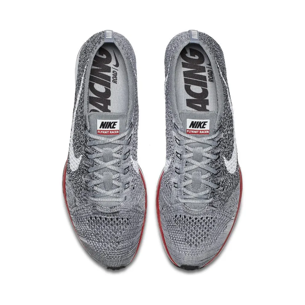 Nike Flyknit Racer No Parking Wolf Grey/Team Red-White (526628-013)