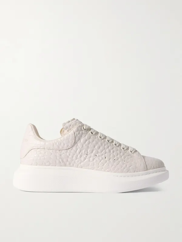 Mcqueen Exaggerated-Sole Textured-Leather Sneakers Off-white (807881WHAEG)