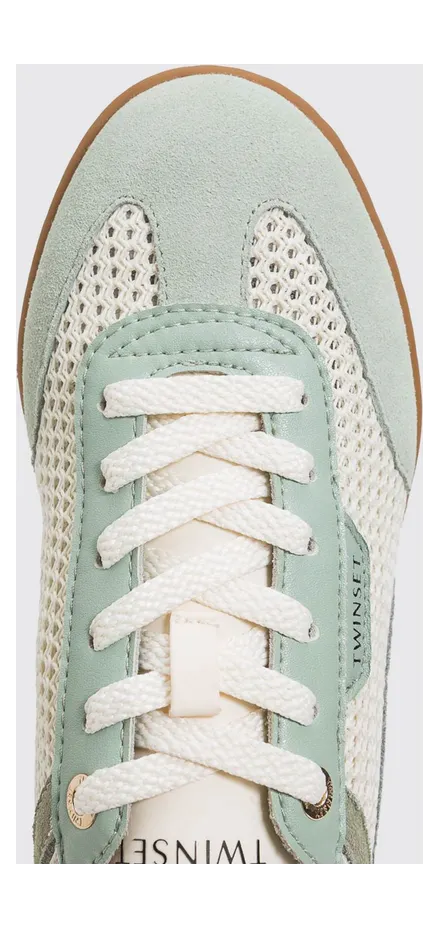 Twinset Leather and Mesh Sneakers White (261TGT12A13538) (2)