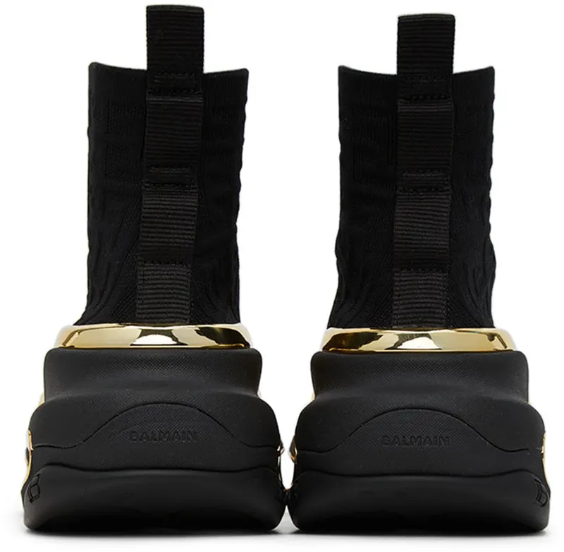 Balmain Black Knit Monogram B-Bold High (WN0VJ684TKMM)