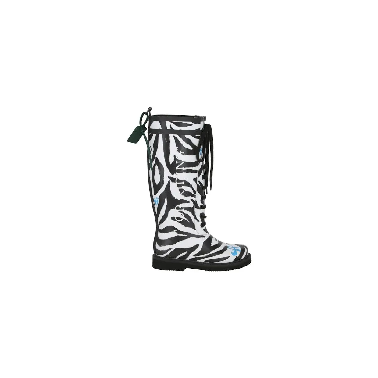 OFF-WHITE Zebra Print Rain Boot White Black (IE017S22 MAT00 10110)