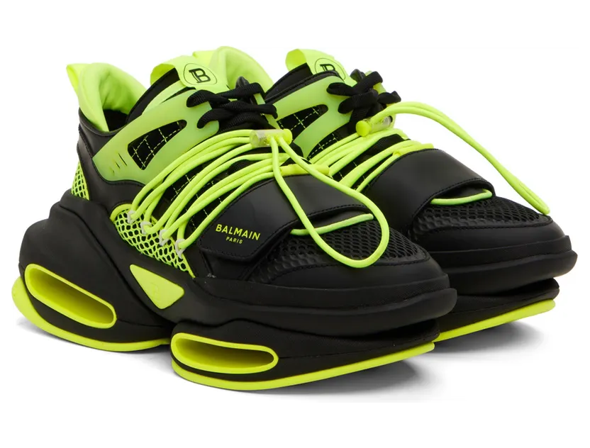 Balmain Black & Green B-Bold Low-Top Sneakers (YM1VJ307TNRH) (4)