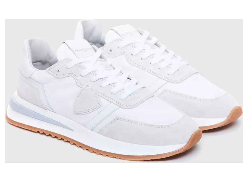 Philippe Model Low-Top Sneakers in Calf Leather and Mesh with Bicolor Design White 1 (TYLUW001)