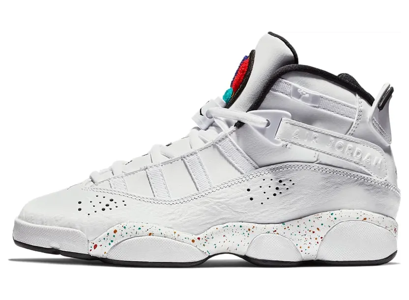 Jordan 6 Rings’Confetti’ GS White/Black-Canyon Gold-University Red (323419-100)
