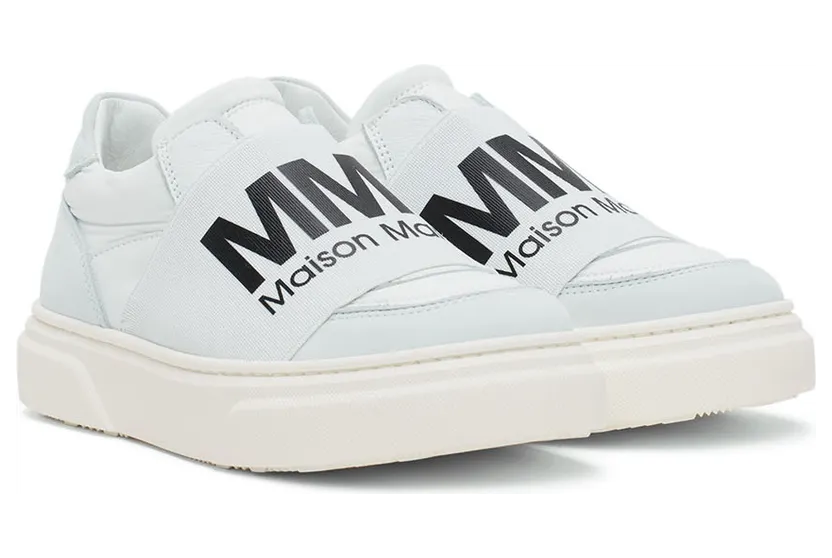 MM6 Maison Margiela Kids Off-White & Grey Elastic Logo Sneakers (70341) (4)