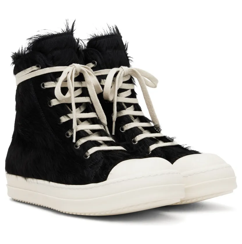 Rick Owens Black Fur Sneakers (RR02B2890 LHL) (4)