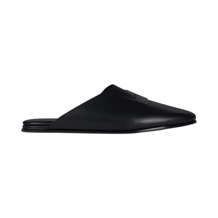Givenchy Label Flat Mules Black Nappa Leather (BE202RE00H-001)