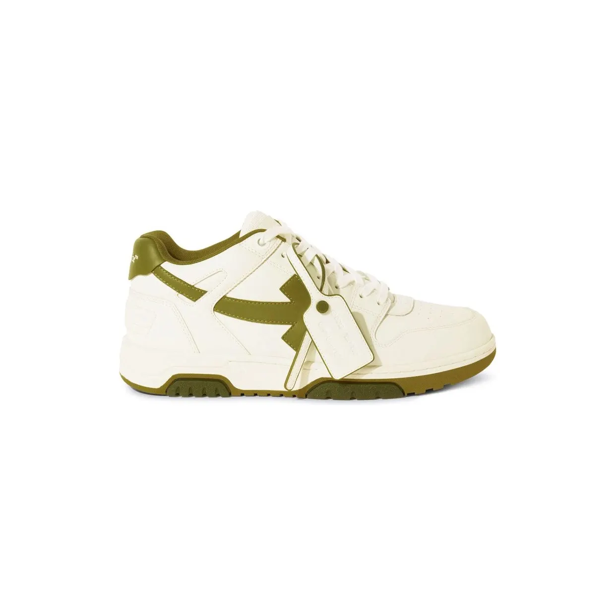 OFF-WHITE Out Of Office “OOO” Low Tops White Olive Green (OMIA189S25LEA0010154)