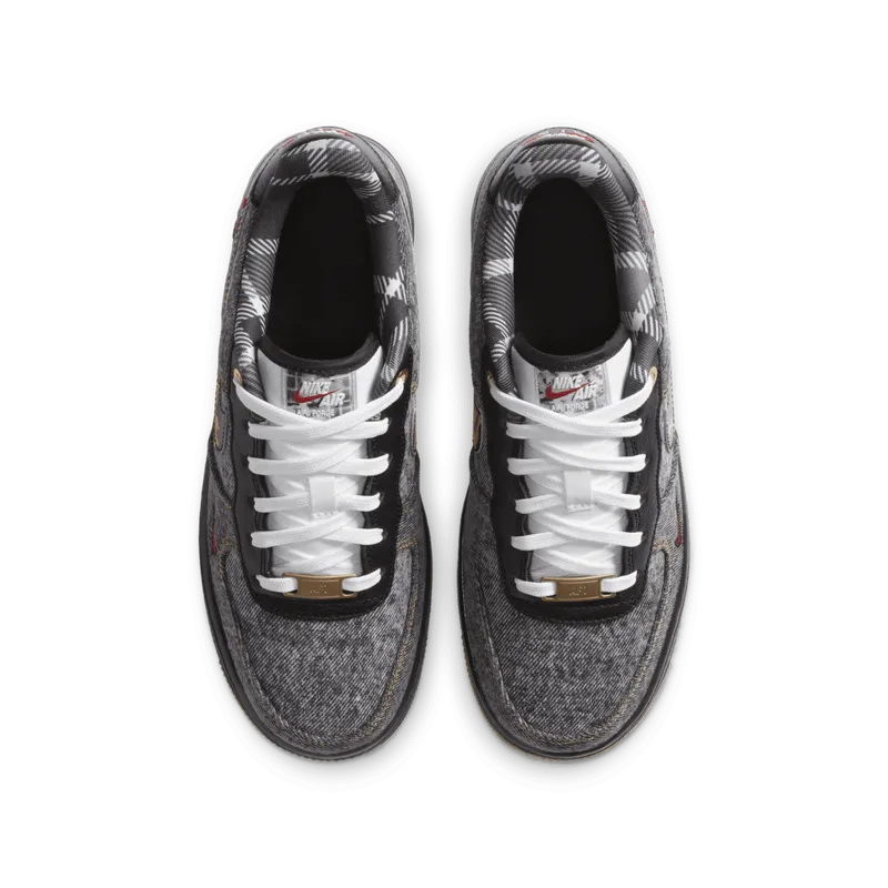 Nike Air Force 1 Low Remix Black (GS) Black/Multi-Color-White-Metallic Gold (DB1976-001)