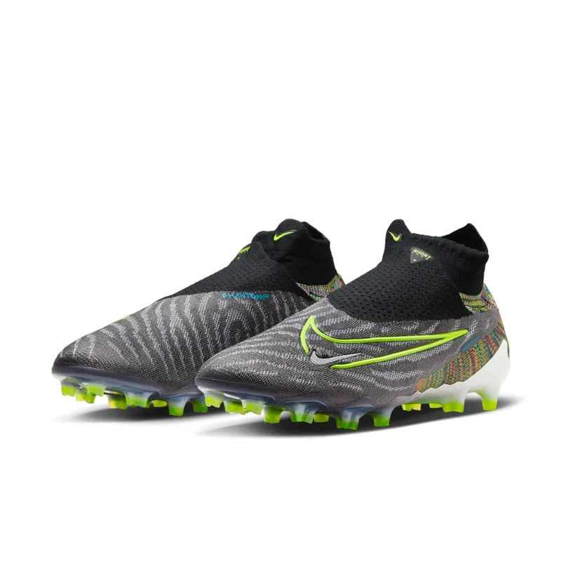 Nike Gripknit Phantom GX Elite Dynamic Fit Fusion FG Black White Blue Glow Volt (DV6973-071)