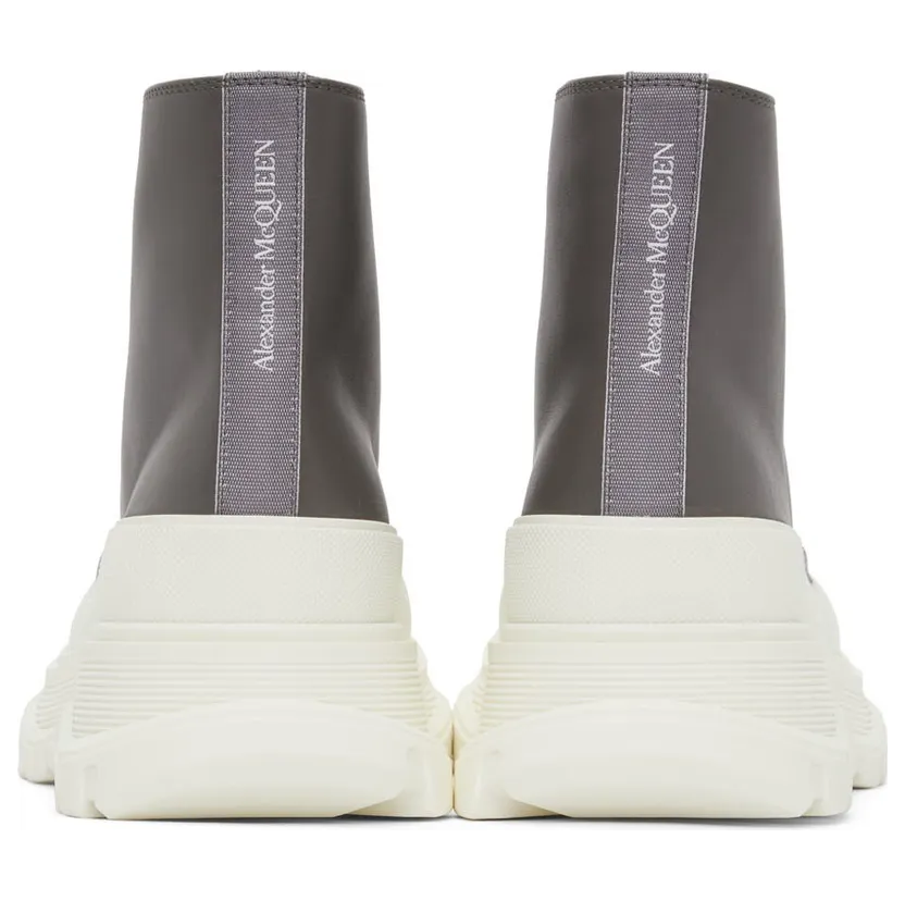 Alexander McQueen Grey Leather Tread Slick High Sneakers (627206WIAG6) (4)