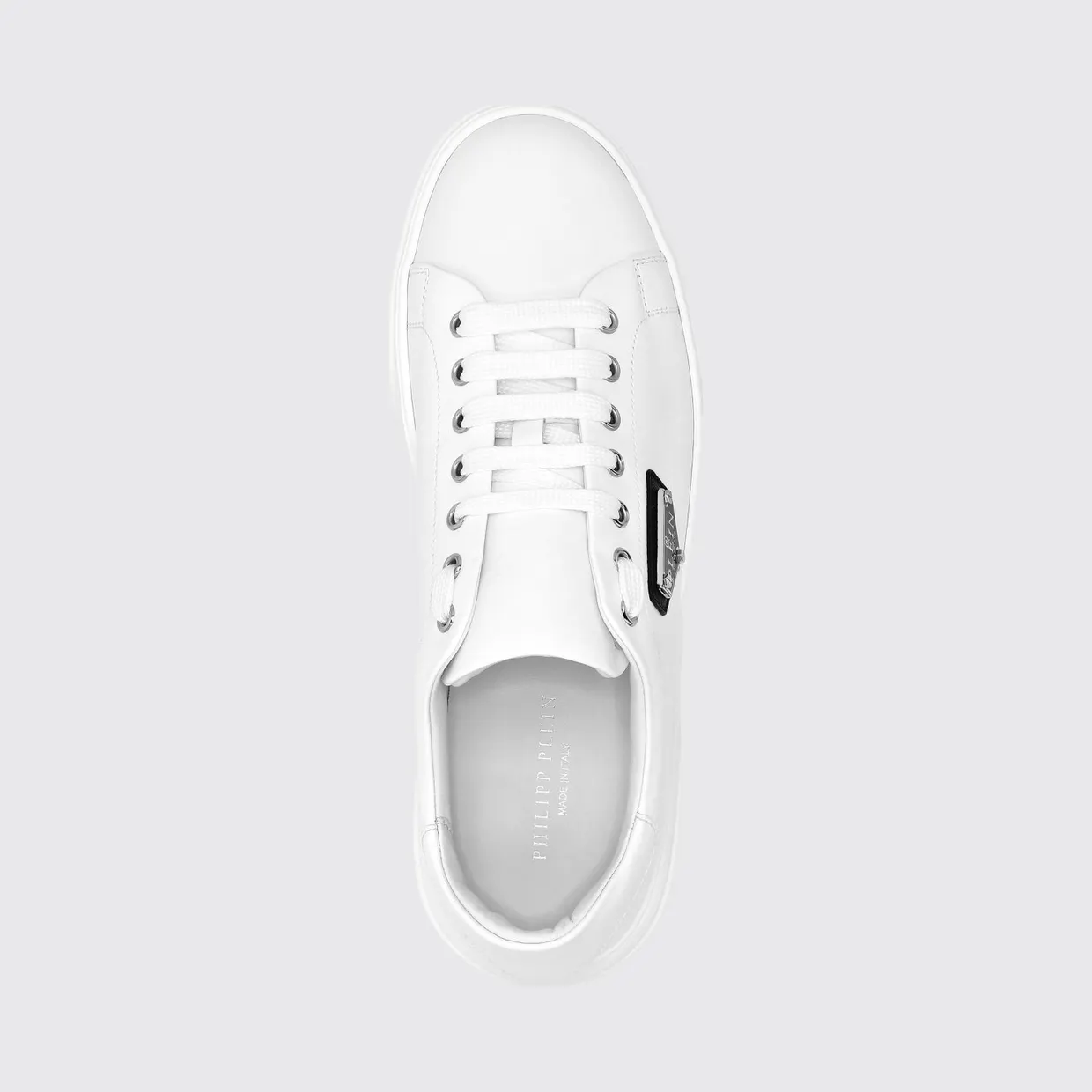 Philipp plein Smooth Leather Low-Top Sneakers with Applied Side Logo White (UADSUSC0701PLE075N01) (3)
