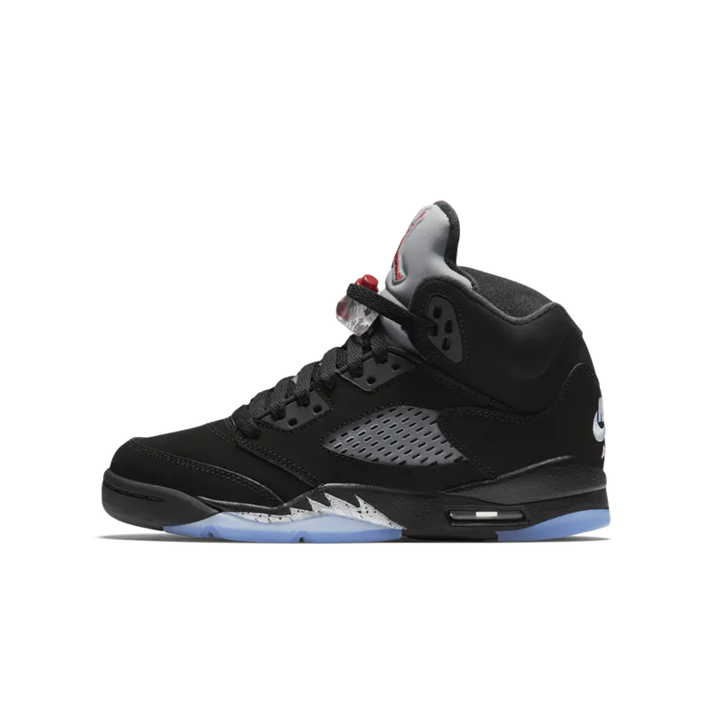 Jordan 5 Retro Black Metallic 2016 (GS) Black/Fire Red-Metallic Silver-White (845036-003)