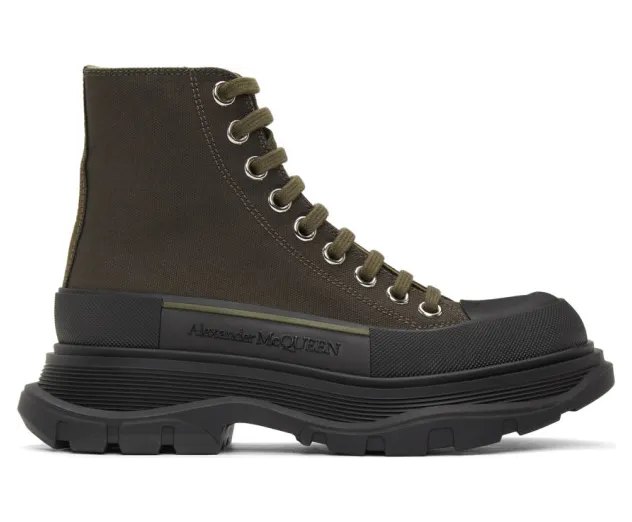 Alexander McQueen Green and Black Tread Slick High Sneakers (611706 W4L51)
