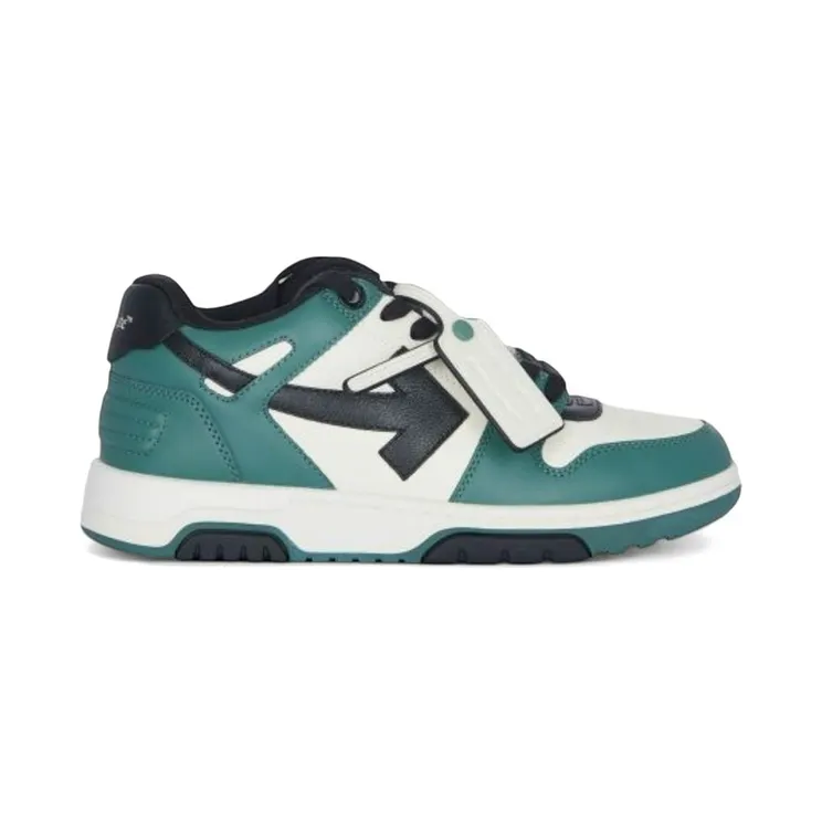 OFF-WHITE Out Of Office OOO Low Tops Green Black Cream (OMIA189F25LEA0030310)