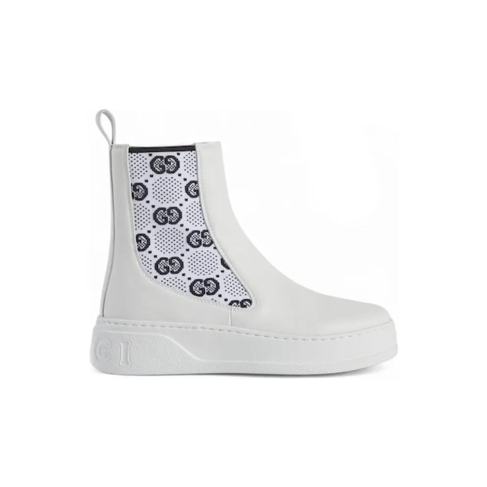 Gucci GG Jersey Chelsea Boots White (718718-AAA8L-9059)