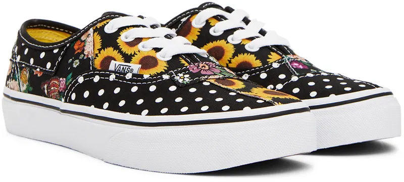 Vans Kids Black Authentic Patchwork Big Kids (VN0005VVY23)