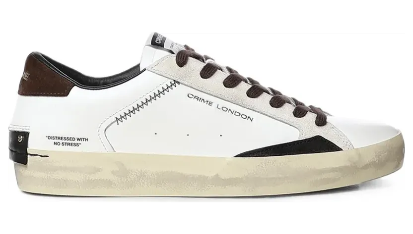 Crime London Distressed leather sneakers – Weiß (10003AA9)