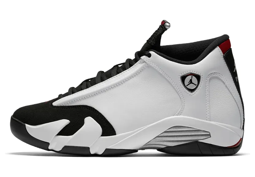 Air Jordan 14 Retro Black Toe “White / Varsity Red / Metallic Silver / Black” (487471-102)