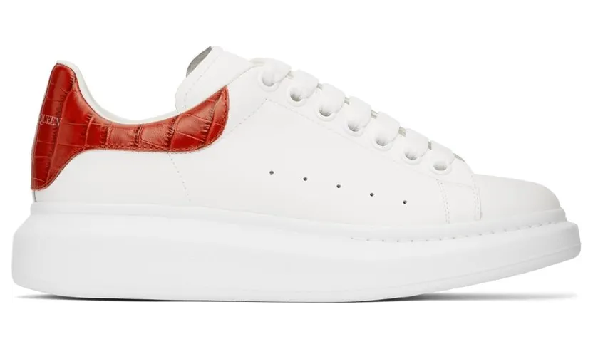 Alexander McQueen White & Green Croc Oversized Sneakers (625162WIAFX)