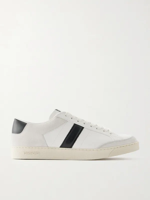 Tom Ford Blake Suede-Trimmed Leather White (J1597-LCL532N)