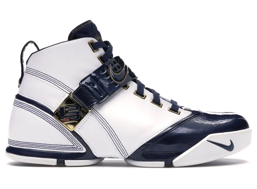Nike LeBron 5 White Navy Metallic Gold