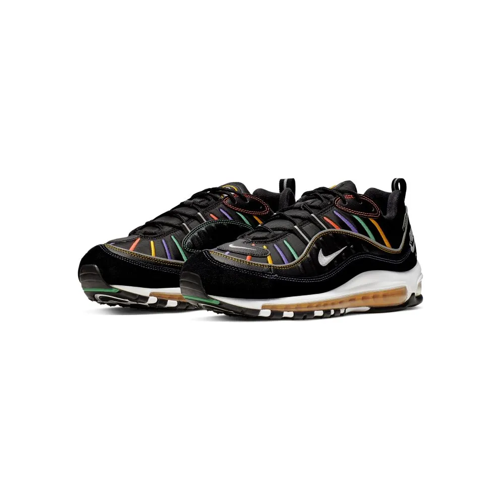 Nike Air Max 98 Martin Black/Flash Crimson-Kinetic Green-Psychic Purple-University Gold-White (BV0989-023)