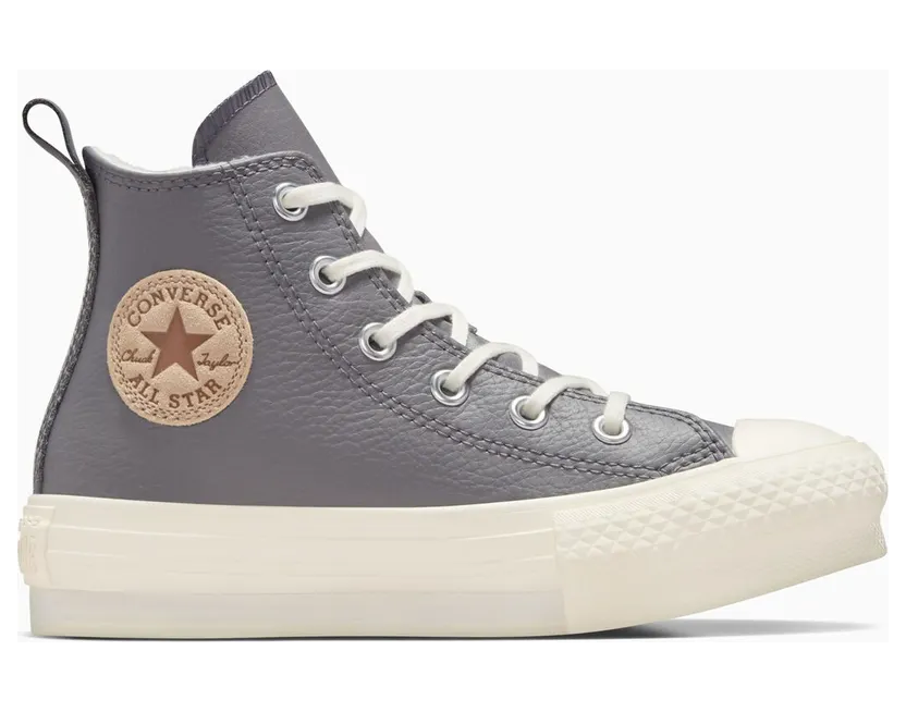 Converse Chuck Taylor All Star EVA Lift Platform Fleece-Lined Leather Sharkskin/Warm Quarry/Egret (A09260C)