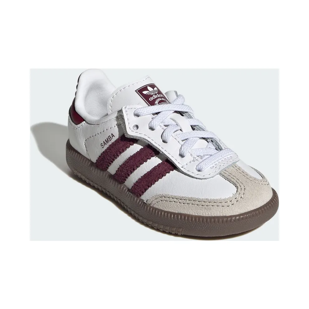 Adidas SAMBA OG COMFORT CLOSURE ELASTIC LACE Shoes Cloud White / Maroon / Gum (KZ8680)