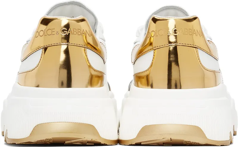 Dolce & Gabbana White & Gold Daymaster Low Sneakers (CS1791 AX588)