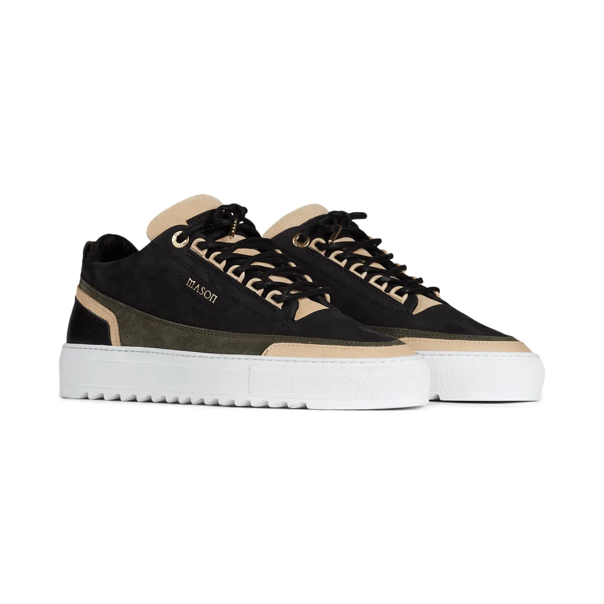Mason Garments Firenze Nubuck/Leather – Black/Creme/Forest (FW20-2D)