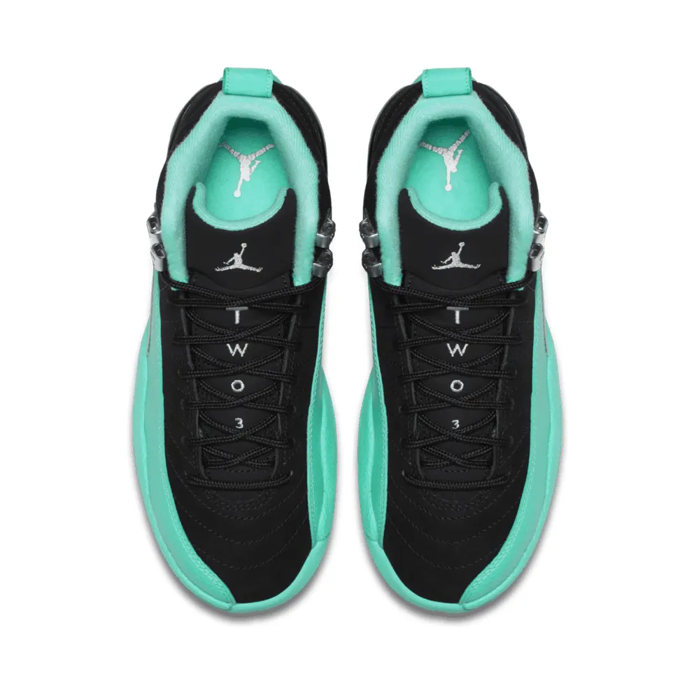 Jordan 12 Retro Hyper Jade (GS) Black/Metallic Silver-Hyper Jade (510815-017)